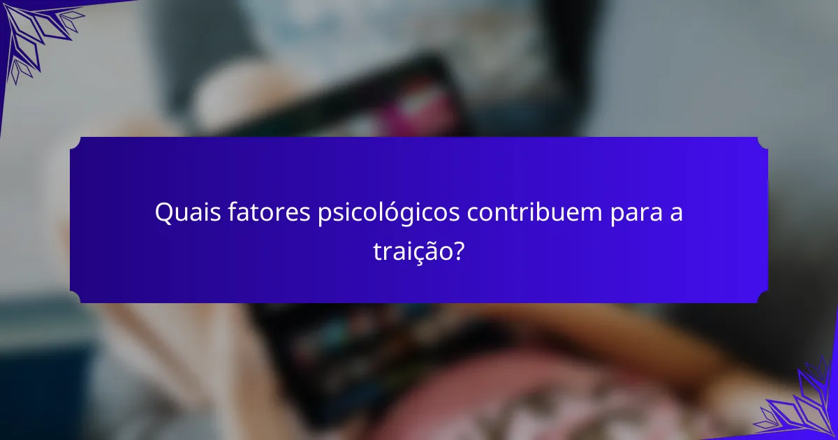 Quais fatores psicológicos contribuem para a traição?