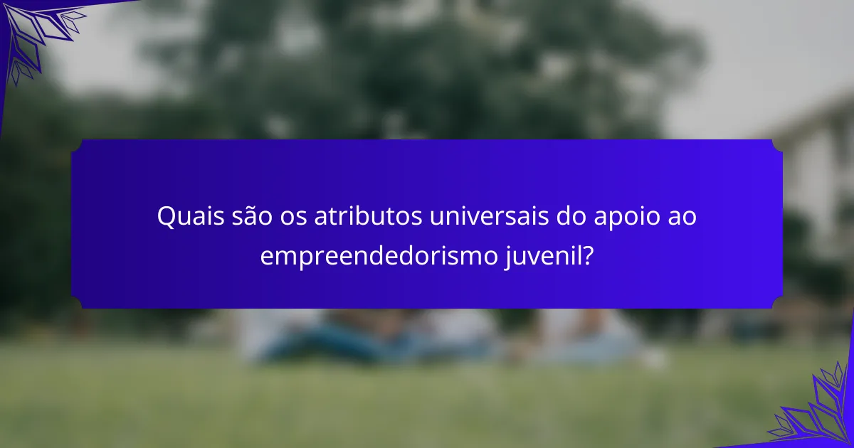 Quais são os atributos universais do apoio ao empreendedorismo juvenil?