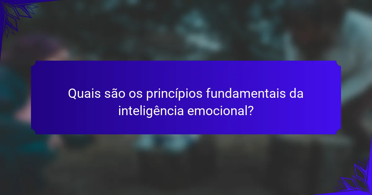 Quais são os princípios fundamentais da inteligência emocional?